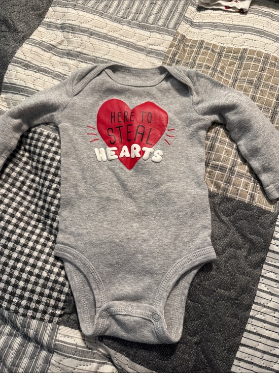 Just One You By Carters Other - Gray Long-Sleeve Baby One-Piece Bodysuit with Red Heart